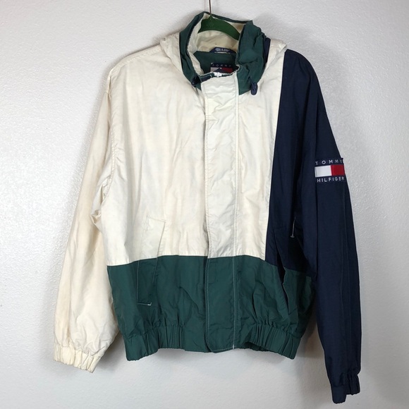 Tommy Hilfiger Jacket Vintage 90's Windbreaker Logo Long Sleeve